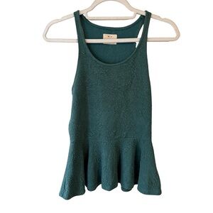 Pins & Needles Teal Peplum Floral Boho Tank Top Blouse Size S  Casual Racerback